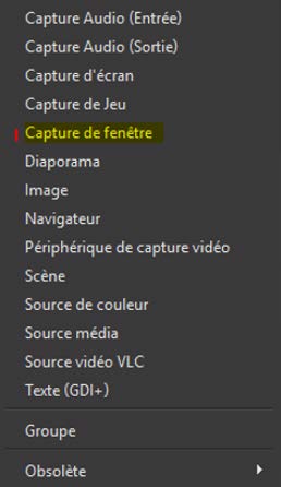 Capture d'écran de la sélection capture de fenêtre.