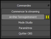 Capture d'écran du bouton pause à coté de arrêter l'enregistrement.